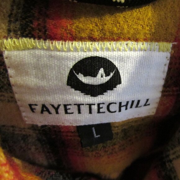 Men's FAYETTECHILL Gorgeous Orange Plaid Button-Up Shirt Size L - Picture 4 of 5